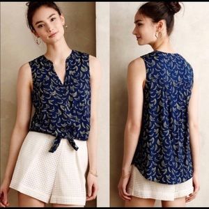 Anthropologie Maeve Banana print sleeveless blouse